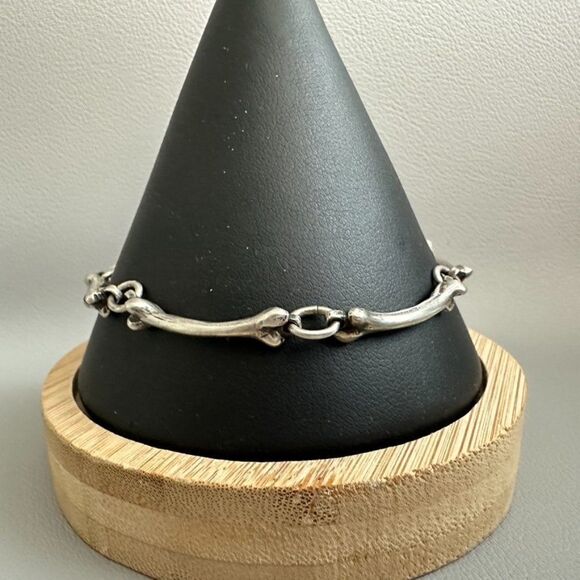 Sterling Silver 925 Bones Link Bracelet 8" - Picture 8 of 10